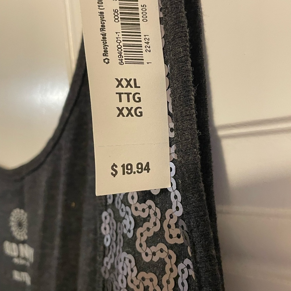 2 pc bundle! Sparkles Old Navy Gray/Silver Sequin and Black Sequin Tank Top